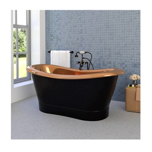 Baignoires classiques en cuivre pur de qualité supérieure pour la maison hôtels et restaurants baignoires ovales en cuivre pur fini noir - Product Image 1