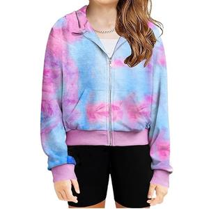 Sudaderas con capucha con cremallera de moda para niñas, Color granate, personalizado, en blanco, con capucha, invierno, para correr al aire libre, correr, niñas, ropa para niños, transpirable - Product Image 5