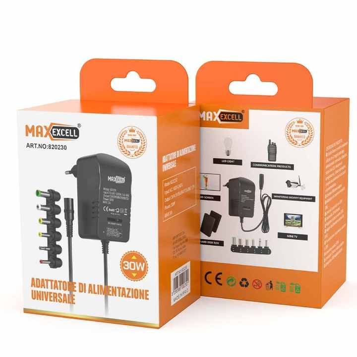 *OUTLET* Universal DC Power Adapter - Adjustable Output 3V to 12V, 30W, MAX 3A - Input AC 100V-240V with 6