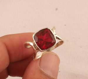 เครื่องประดับผู้หญิงแหวน7มม. ทำด้วยมือประดับโกเมนสีแดงชุบด้วยเงินสเตอร์ลิง925คุณภาพสูงเครื่องประดับแฟชั่นทำด้วยมือ - Product Image 4