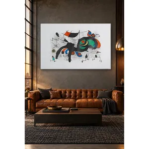 Fida Joan Miro Figurine d'oiseau colorée sur fond blanc Impression sur toile - Product Image 2