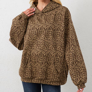 เสื้อฮู้ดดี้ลายเสือดาวแฟชั่นใหม่ปี 2026 ทรงโอเวอร์ไซส์สำหรับผู้หญิง พิมพ์โลโก้ตามสั่ง เสื้อฮู้ดดี้แบบสวมสำหรับผู้หญิง สไตล์สตรีทแวร์ - Product Image 4