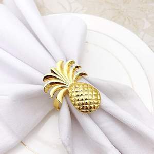 100% Pure Elegant Modern Metal Gold Pineapple Napkin Ring Stylish Flower-Style Kitchen <b>Accessory</b> for Table or Party - Product Image 3