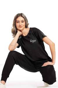 Vente en gros ensembles de survêtements pour femmes personnalisés ensemble de survêtement pour femmes de gym ensemble de survêtement fitness haut à manches courtes et ensembles de jogging pour femmes - Product Image 4