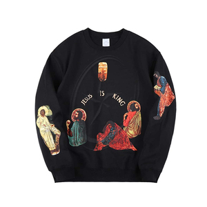 Sweatshirts Hip Hop pour hommes Jesus is King Chicago Thermal Breathable Sweatshirt Graphic Printed Pullover Long Sleeve Hoodie Black - Product Image 1