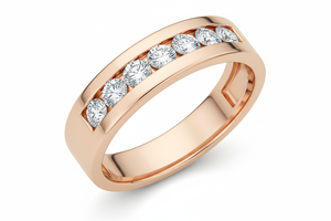 Anillo de Media Eternidad con Diamantes en Canal Clásico para Mujer - Product Image 4