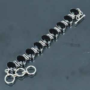 Bracelet en onyx noir fait à la main, plaqué or 18 carats, argent sterling, réglable, bijoux de luxe certifiés GIA, cadeau élégant - Product Image 5