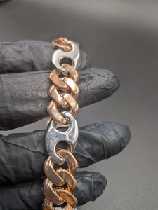 Iced Out Cuban Link Bracelet 925 Sterling Silver VVS Moissanite Diamond Two Tone Hip Hop Bracelet For <b>Men</b> Women - Product Image 4