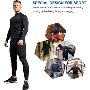 Haut de compression sport taille haute pour homme T-shirt de gymnastique à manches longues à séchage rapide pour musculation et course à pied Fitness Rashguard - Product Image 2