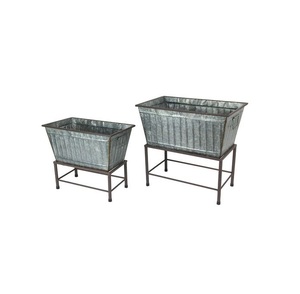 Lot de 3 jardinières galvanisées en métal avec support pour le jardin, pots décoratifs pour la maison à bon prix - Product Image 1