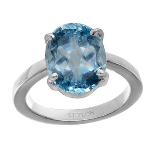 Anillos de Topacio Azul Natural Certificado Neela Pukhraj con Corte Ovalado de Diamante para Uso Diario ¡Compra Ahora! - Product Image 1