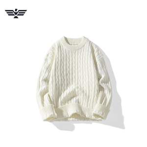 Latest Premium Warm 100% Cotton Men's <b>Cable</b> <b>Knit</b> Crew Neck Pullover Anti-Wrinkle Anti-Shrink Anti-Pilling Thick Winter <b>Sweater</b> - Product Image 1