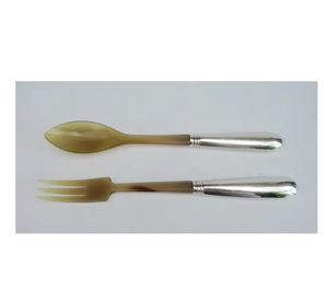 Exclusif Corne de Buffle Cuillère Serveur de Salade Cuillère Manche en Acier Couverts de Service Ensemble de Couverts Prix de Gros - Product Image 1