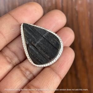 Trending Hot selling Wholesale Original <b>Black</b> Tourmaline Druzy Gemstone 925 Sterling Silver <b>Ring</b> for <b>Women</b> Factory Price Jewelry - Product Image 3