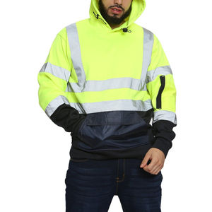 Sweat à capuche de travail de sécurité de haute qualité pull à capuche de sécurité manches longues vêtements de travail haute visibilité sweat à capuche de sécurité de construction personnalisé - Product Image 1