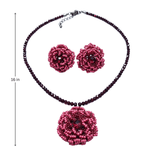 Garnet Dusk Bloom <b>Beaded</b> <b>Set</b> Classic Fine Jewelry with Pear Emerald Cut Diamonds Available White Rose Gold for Weddings Parties - Product Image 3