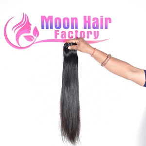 Extensiones de cabello humano 100% de la mejor calidad, cabello humano de templo indio, color natural negro, mechones lisos, doble trama a máquina, extensiones de proveedor. - Product Image 2