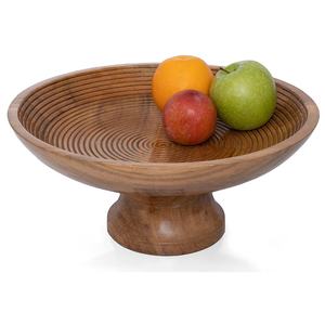 Tazón de madera con Pedestal para fruta, cuenco redondo de almacenamiento elevado para centro de mesa de boda y Decoración de mesa - Product Image 1