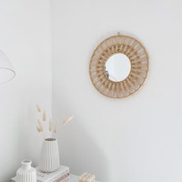 Miroirs naturels faits à la main de tailles personnalisées avec logo, cercle de forme ronde, miroir mural suspendu, décorations de chambre
