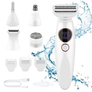 Rasoir électrique pour femmes avec double lame, sans douleur et étanche, alimenté par USB, pour le corps, le bikini, les sourcils, le nez, tondeuse conforme à la norme IPX7 - Product Image 1