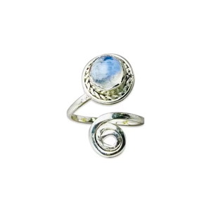 Anillos de piedra lunar de arcoíris Natural de Plata de Ley 925 sólida a la moda, piedras preciosas de Fuego Azul, joyería fina minimalista al por mayor - Product Image 1