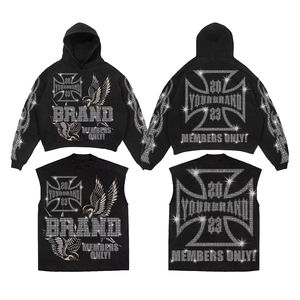 New Arrivals Oversized Men Sweatsuit <b>Flared</b> Sweatpants Latest Sweat Suits Custom Full <b>Glitter</b> Rhinestone Sweatsuit Tracksuit - Product Image 4