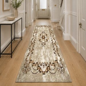 RUGS DEPOT LXDP-0484 Wholesale Beige Brown Marble Effect Digital Printed Machine Washable Chenille Area Rug Non <b>Slip</b> - Product Image 5