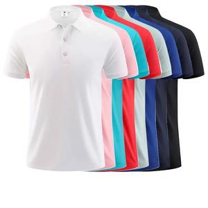 Camiseta Polo de manga corta transpirable y ligera para hombre, camisetas con botones de Color sólido para ropa de calle, deporte de punto estampado de verano - Product Image 1