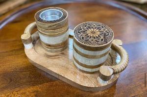 Caja de quemador Bakhoor de madera y resina para decoración del hogar árabe con bandeja soporte de incienso Medkhan - Product Image 6