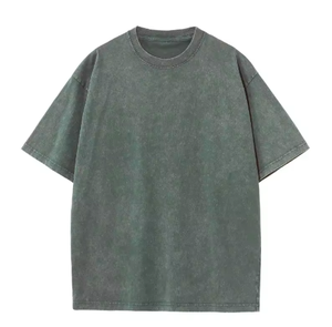 Camiseta extragrande de algodón 100% lavada con ácido para hombre, camiseta con logotipo personalizado desgastado, estilo de impresión informal de peso pesado, diseño en blanco - Product Image 5