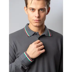 Italy <b>Long</b> <b>Sleeve</b> Personalized <b>Polo</b> <b>Shirts</b> Customizable Promotional Merchandise - Product Image 3