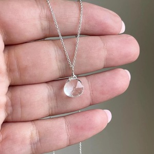 Collier pendentif goutte d'eau en topaze blanche transparente, délicat, fait main, en argent sterling 925, pierre de naissance de avril, véritable simplicité - Product Image 2