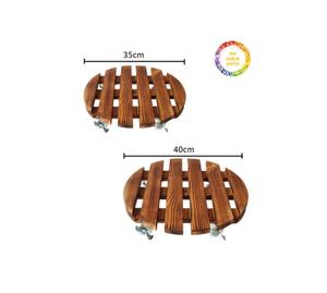 Carrito de madera para plantas, carrito de plantas con ruedas bloqueables Soporte para plantas rodantes Base de rodillos para plantas de madera Resistente Tamaño personalizado aceptado - Product Image 3