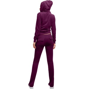 Custom Logo Sweat Suits Crop Top <b>Velour</b> <b>Tracksuit</b> Velvet Zipper Plus Size Piece 2 <b>Women</b> Set Track Suits - Product Image 6
