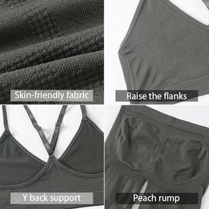 Conjuntos de sujetador y bragas de alta calidad, Conjunto de sujetador sin costuras para Yoga deportivos y pantalones cortos, traje de ropa deportiva, conjunto de sujetador de talla grande, Fitness, Bodyshort para mujer - Product Image 6