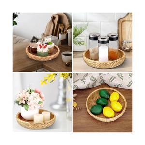 Cuenco redondo de mimbre tejido hecho a mano decoración de presentación de comida natural productos vietnamitas al por mayor ecológicos - Product Image 6