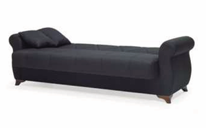 Extendable Sofa <b>Bed</b> Solid Wood Frame Convertible Storage Click Clack Mechanism European Style Fabric Upholstery Eco-Friendly - Product Image 3