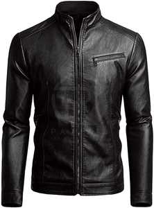 High Quality Custom <b>Men's</b> <b>Biker</b> Genuine Leather <b>Jacket</b> Stand Collar Breathable Classic Motorcycle Leather <b>Jacket</b> Style Winter - Product Image 4