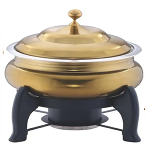 Plato redondo dorado para frotar, moldura de acero inoxidable y asas laterales, perfecto para mantener la comida caliente, disponible a precios al por mayor - Product Image 3