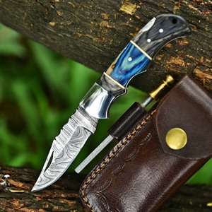 Navaja Plegable de Acero de Damasco, Alta Dureza, Mango de Madera de Palisandro, Cuchillo de Camping, Herramienta de Supervivencia DIY OEM - Product Image 5