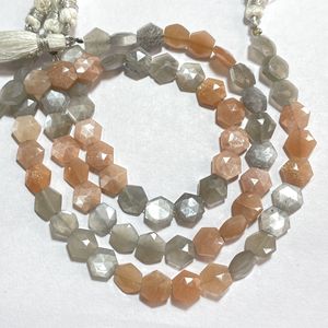 Multi Moonstone Faceted Hexagon Shape Beads 8MM Natural Gemstone Fancy Beads ASP GEMS Brand Stand Drill Holes 6 Inch Beading - Product Image 3