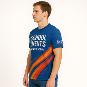 Camiseta transpirable de secado rápido de 100% poliéster totalmente sublimada personalizada, ropa de evento OEM para actividades deportivas escolares impresas - Product Image 5