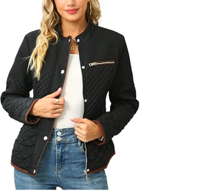 Veste matelassée légère pour femme avec matelassage en losanges, manteau rembourré pour le printemps et l'hiver - Product Image 1
