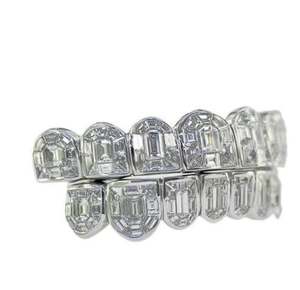 Custom Grillz Color Blanco y Polvo de Diamante, Diamond Cuts, Custom Grillz Hip Hop, Grillz Sterling Silver 925, 10K 14K Oro - Product Image 2