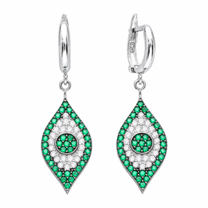 Eye Design turc émeraude CZ pierre boucles d'oreilles porte-bonheur turc en gros 925 bijoux en argent Sterling - Product Image 3