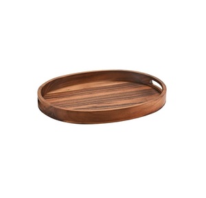Bandeja de madera ovalada de Acacia para servir, bandeja de madera para servir, bandeja para sala de estar, mesa de café, decoración, color nogal - Product Image 1