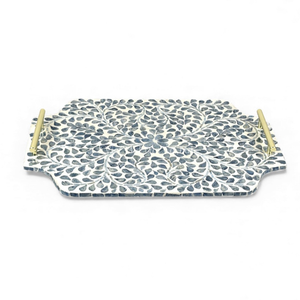 Plateau de service rectangulaire en nacre avec poignée pour les collations et les fruits, fabriqué directement au Vietnam - Product Image 1