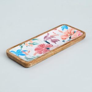 Plateau de service décoratif en bois imprimé fait à la main de qualité supérieure avec poignées pour la cuisine et le bar à la maison au prix le plus bas - Product Image 1