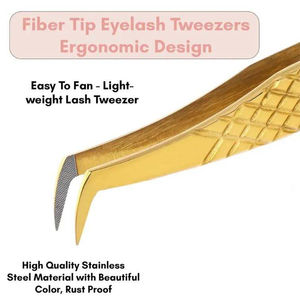 Pinces à cils professionnelles en acier inoxydable à motif diamant, anti-magnétiques, 10 mm, meilleur contrôle du volume, ergonomiques - Product Image 4