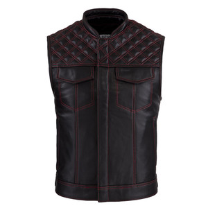 Gilet de moto en cuir véritable de couleur personnalisée, style club, motif uni, respirant, design vintage d'automne, système de fermeture double - Product Image 1